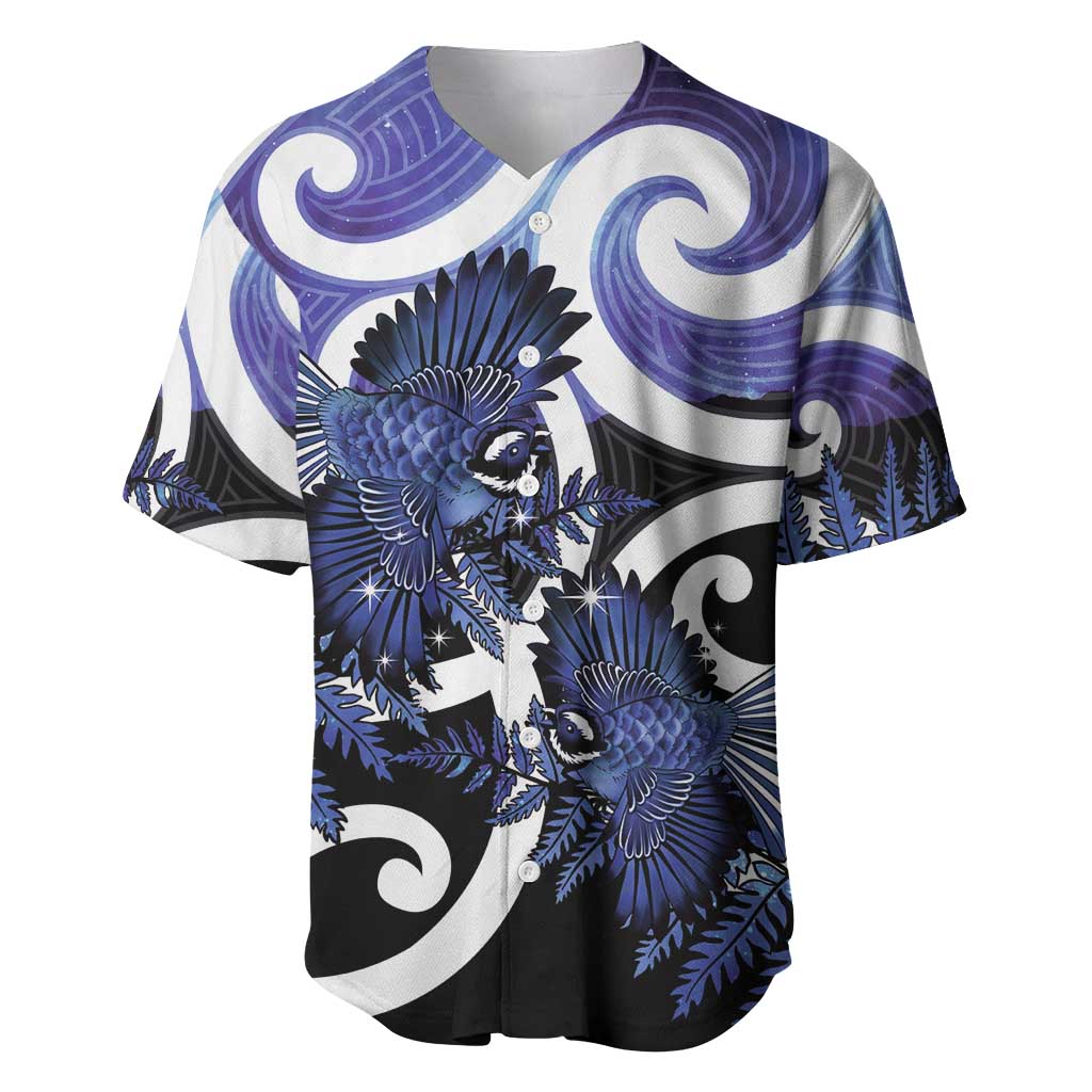 Piwakawaka New Zealand Matariki Baseball Jersey Maori New Year Silver Fern Purple Galaxy LT14 Purple - Polynesian Pride
