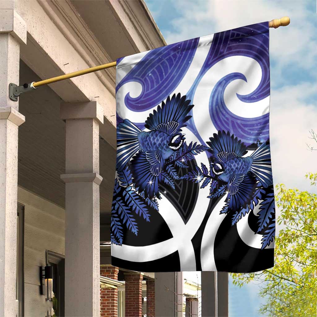 Piwakawaka New Zealand Matariki Garden Flag Maori New Year Silver Fern Purple Galaxy LT14 House Flag Purple - Polynesian Pride