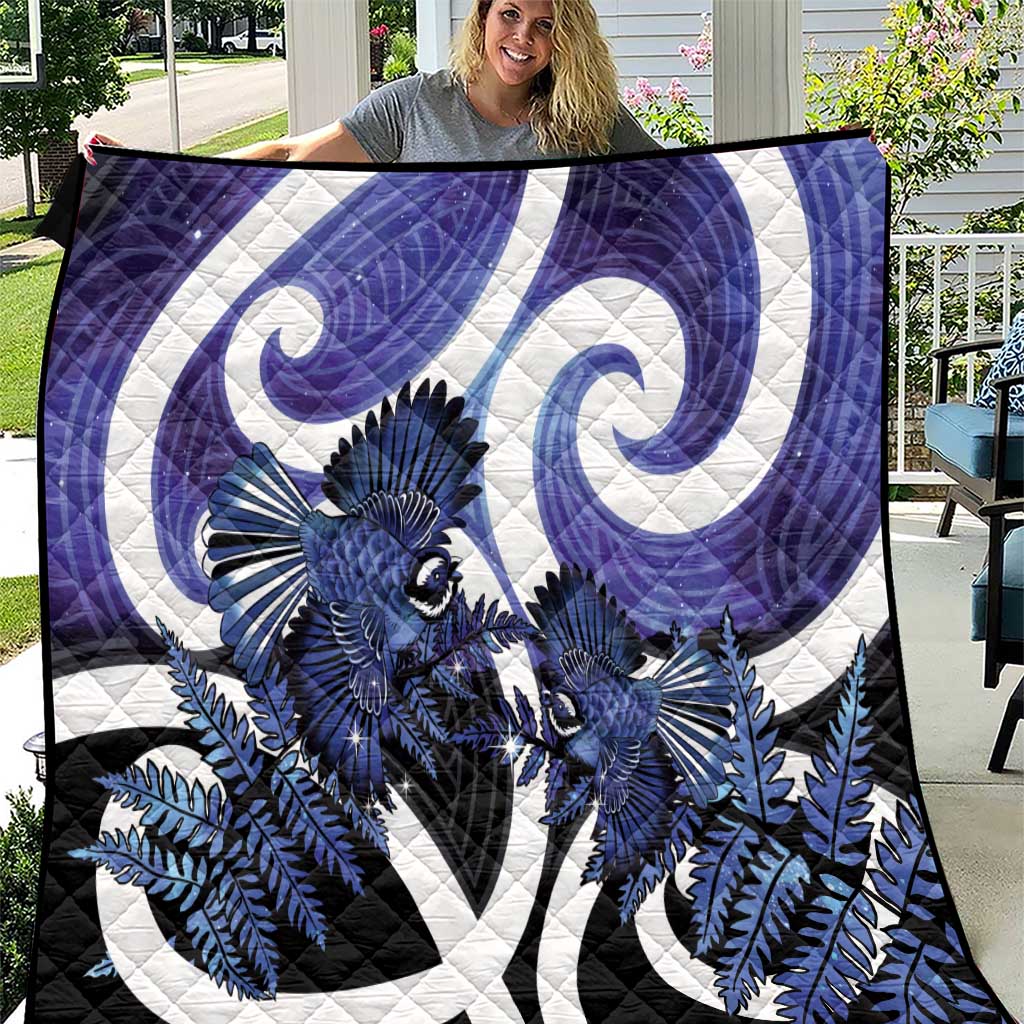 Piwakawaka New Zealand Matariki Quilt Maori New Year Silver Fern Purple Galaxy LT14 Purple - Polynesian Pride