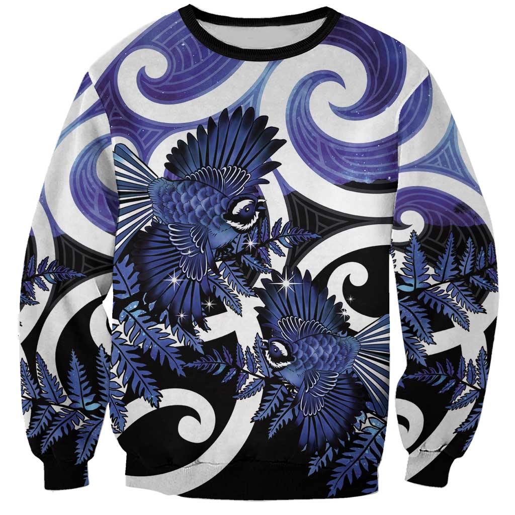 Piwakawaka New Zealand Matariki Sweatshirt Maori New Year Silver Fern Purple Galaxy LT14 Unisex Purple - Polynesian Pride