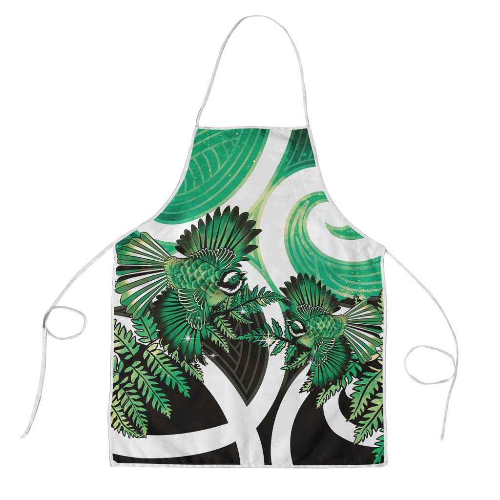 Piwakawaka New Zealand Matariki Apron Maori New Year Silver Fern Green Galaxy LT14 Green - Polynesian Pride