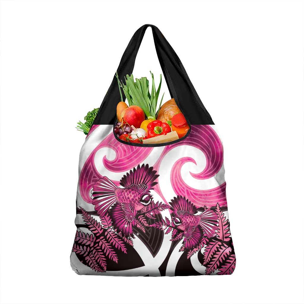 Piwakawaka New Zealand Matariki Grocery Bag Maori New Year Silver Fern Pink Galaxy LT14 1-pack One Size Pink - Polynesian Pride