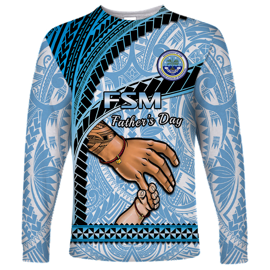 Polynesian Pride Father Day FSM Long Sleeve Shirt Federated States of Micronesia I Love You Dad LT14 Unisex Blue - Polynesian Pride