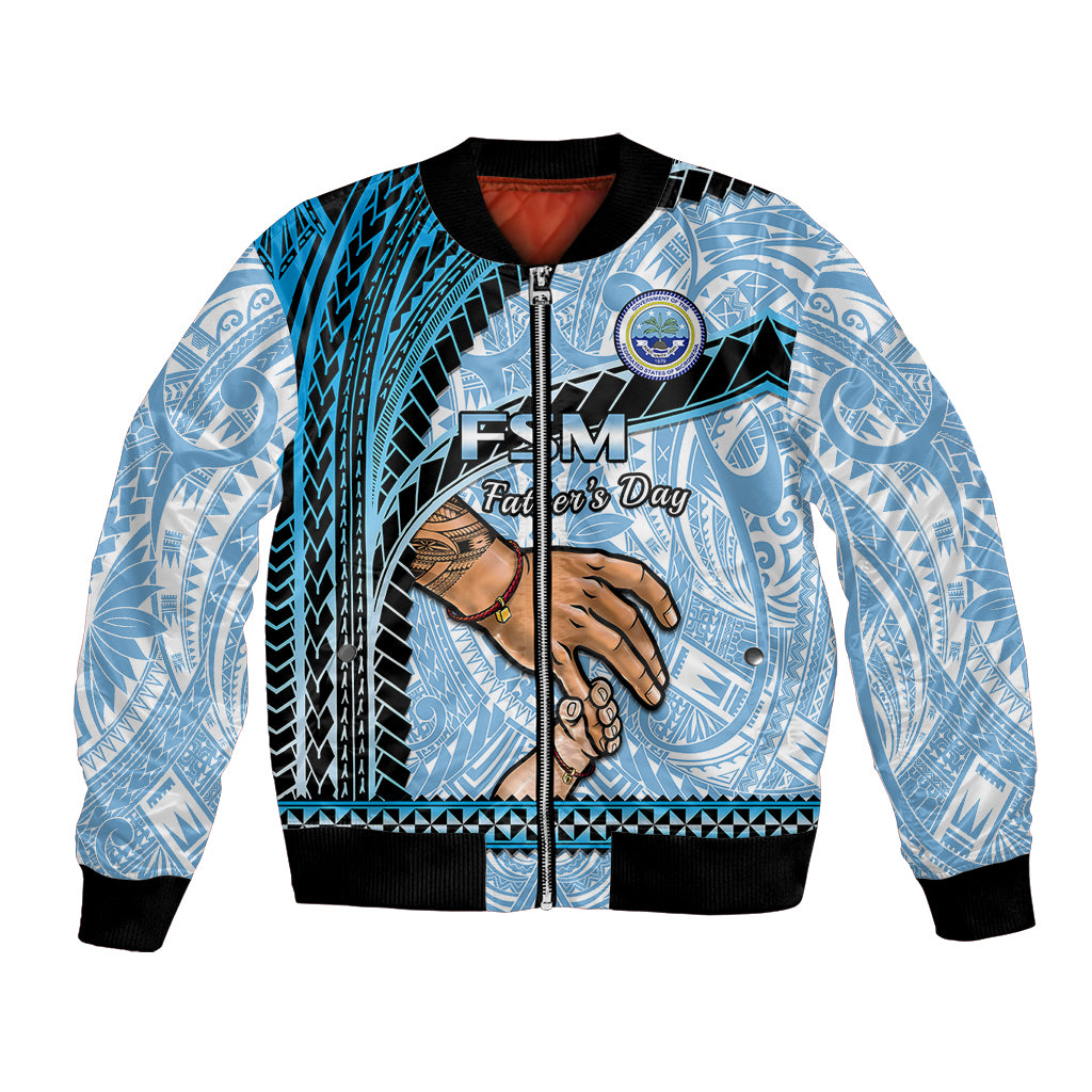 Personalised Father Day FSM Bomber Jacket Federated States of Micronesia I Love You Dad LT14 Unisex Blue - Polynesian Pride