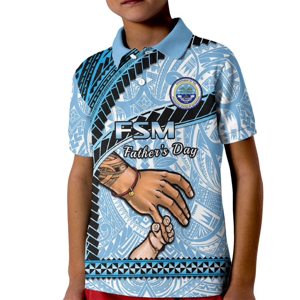 Personalised Father Day FSM Kid Polo Shirt Federated States of Micronesia I Love You Dad LT14 Kid Blue - Polynesian Pride