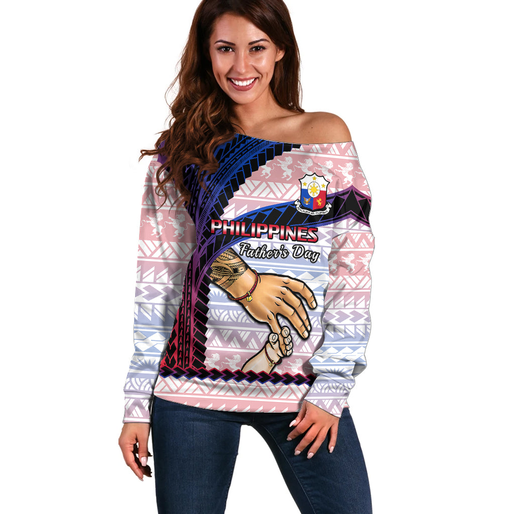 Polynesian Pride Father Day Philippines Off Shoulder Sweater Filipino Pattern Maligayang Araw ng Mga Ama LT14 Women Art - Polynesian Pride