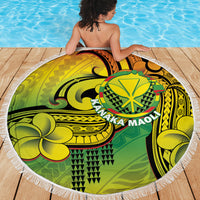 Hawaii Flag Day Beach Blanket Kanaka Maoli With Kakau Polynesian Pattern LT14 - Polynesian Pride