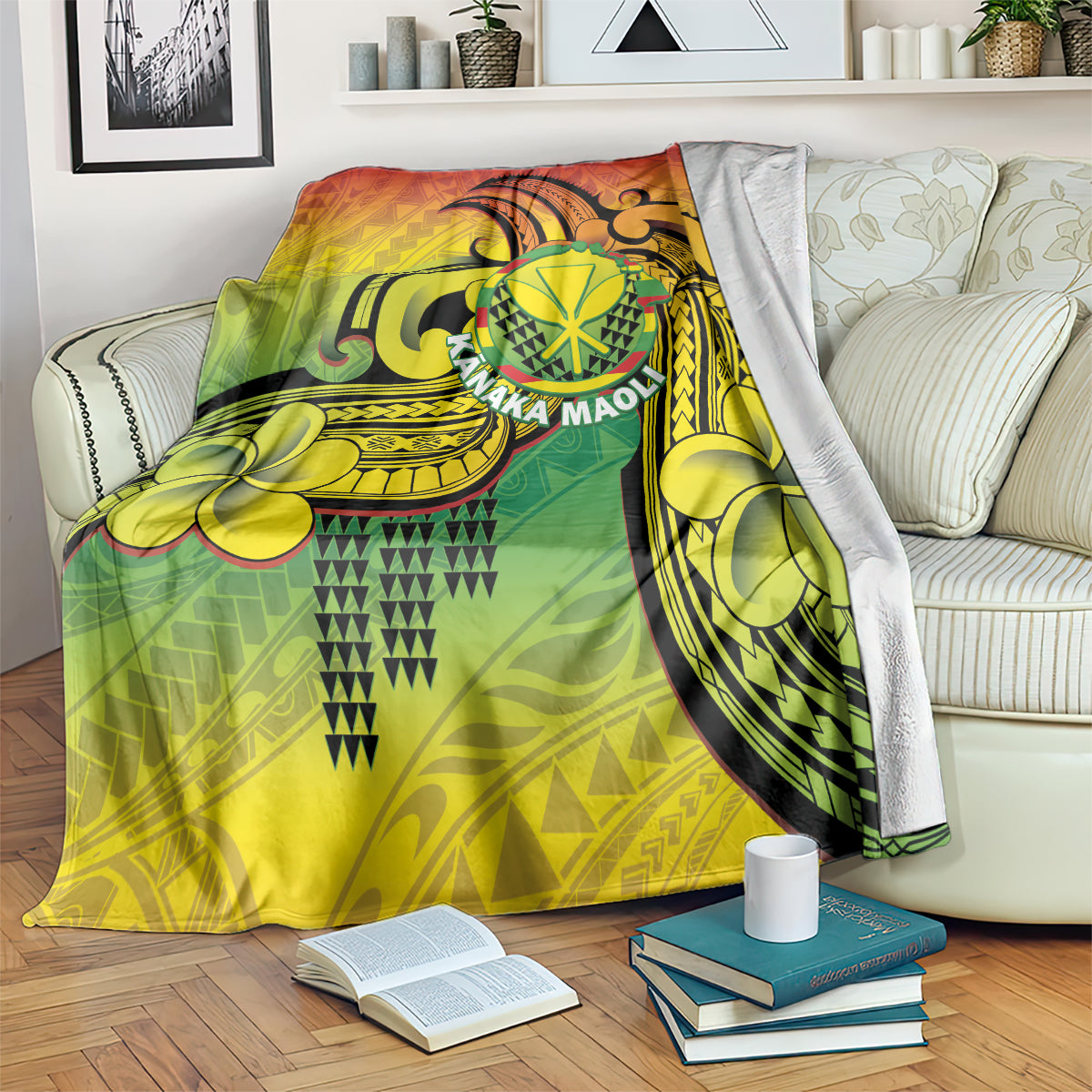Hawaii Flag Day Blanket Kanaka Maoli With Kakau Polynesian Pattern LT14 Green - Polynesian Pride