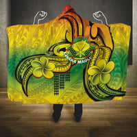 Hawaii Flag Day Hooded Blanket Kanaka Maoli With Kakau Polynesian Pattern LT14 One Size Green - Polynesian Pride