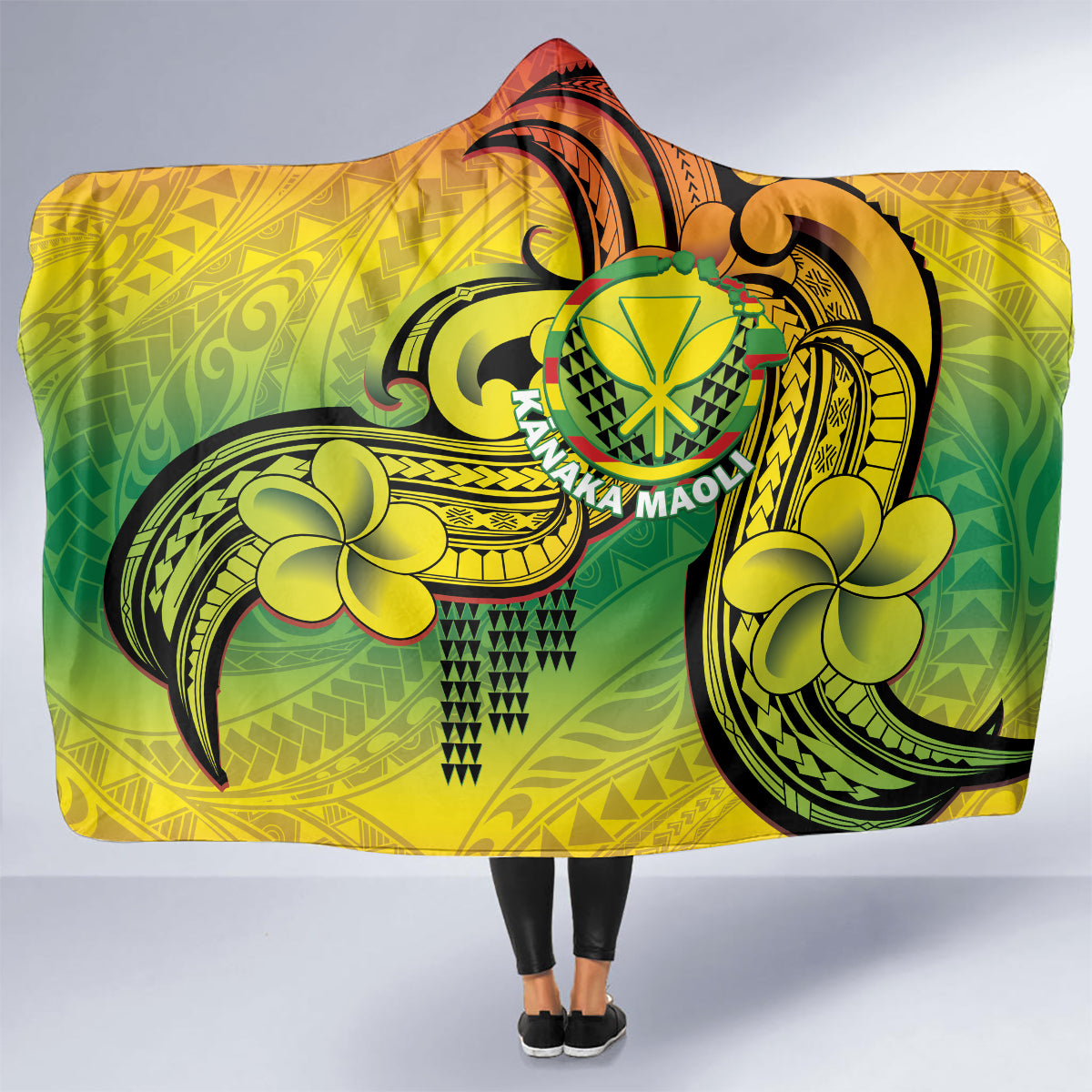 Hawaii Flag Day Hooded Blanket Kanaka Maoli With Kakau Polynesian Pattern LT14 - Polynesian Pride