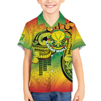 Hawaii Flag Day Kid Hawaiian Shirt Kanaka Maoli With Kakau Polynesian Pattern LT14 Kid Green - Polynesian Pride