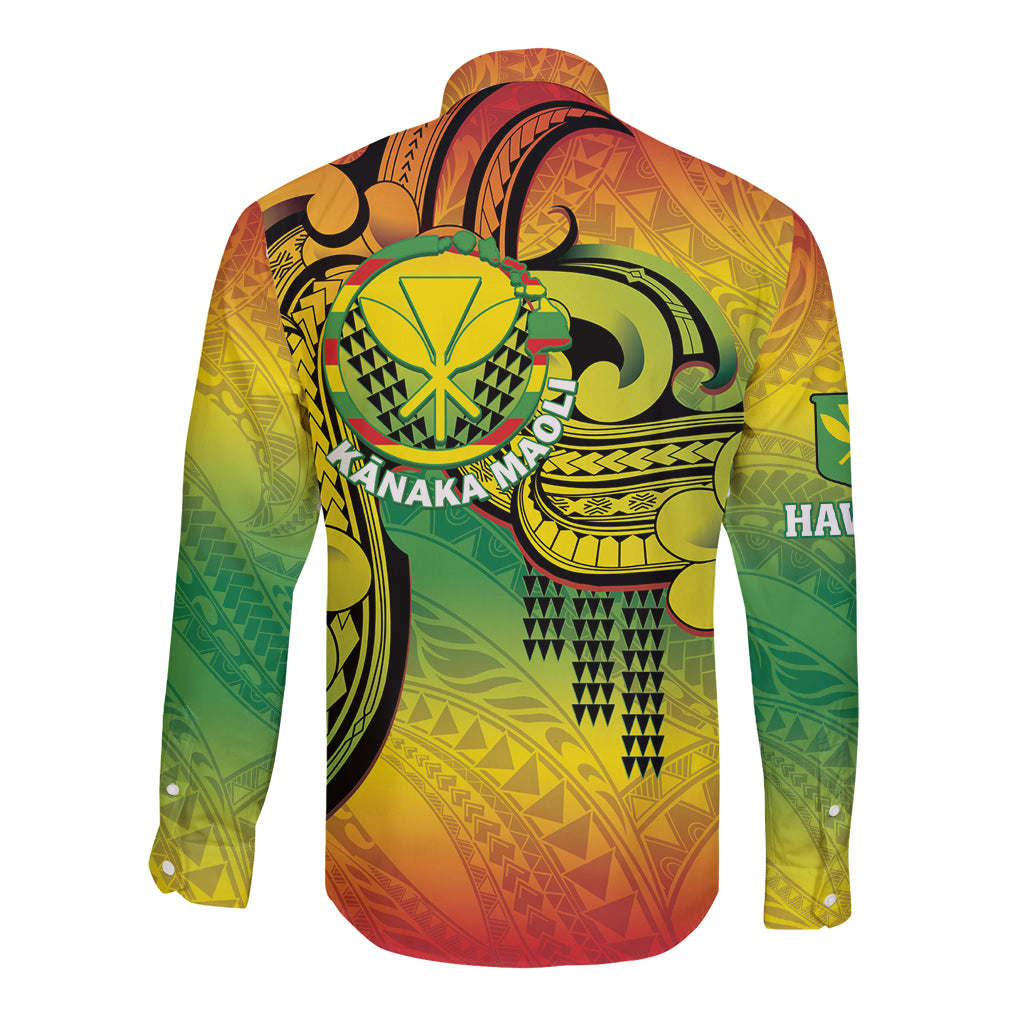 Hawaii Flag Day Long Sleeve Button Shirt Kanaka Maoli With Kakau Polynesian Pattern LT14 - Polynesian Pride