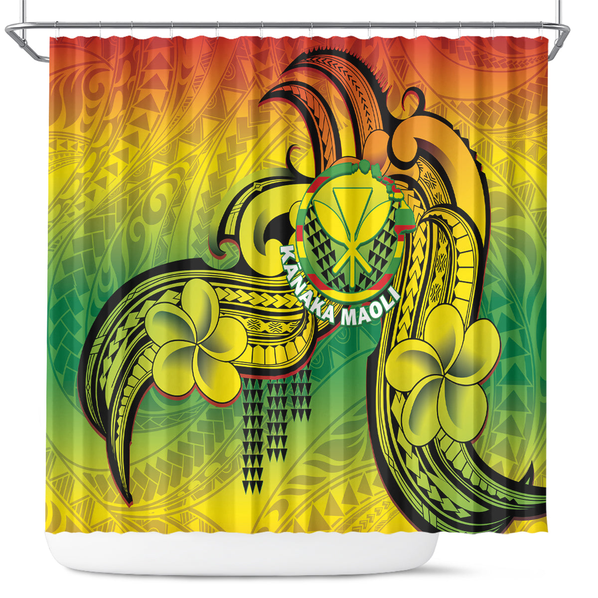 Hawaii Flag Day Shower Curtain Kanaka Maoli With Kakau Polynesian Pattern LT14 Green - Polynesian Pride