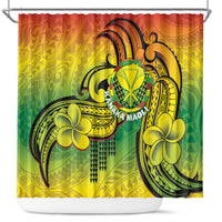 Hawaii Flag Day Shower Curtain Kanaka Maoli With Kakau Polynesian Pattern LT14 Green - Polynesian Pride
