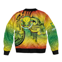 Hawaii Flag Day Sleeve Zip Bomber Jacket Kanaka Maoli With Kakau Polynesian Pattern LT14 - Polynesian Pride