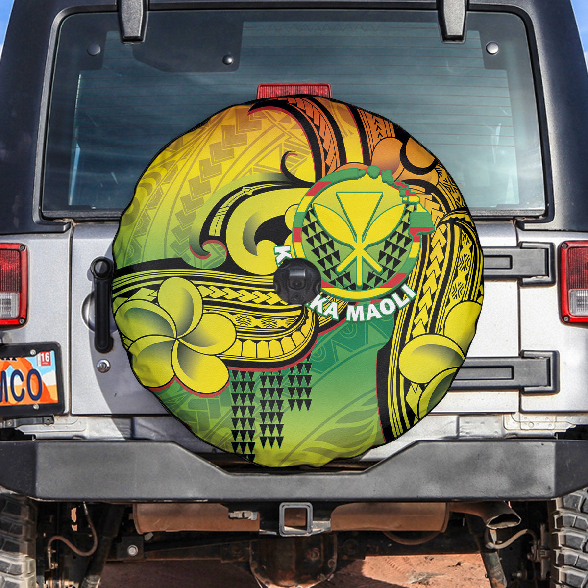 Hawaii Flag Day Spare Tire Cover Kanaka Maoli With Kakau Polynesian Pattern LT14 Green - Polynesian Pride