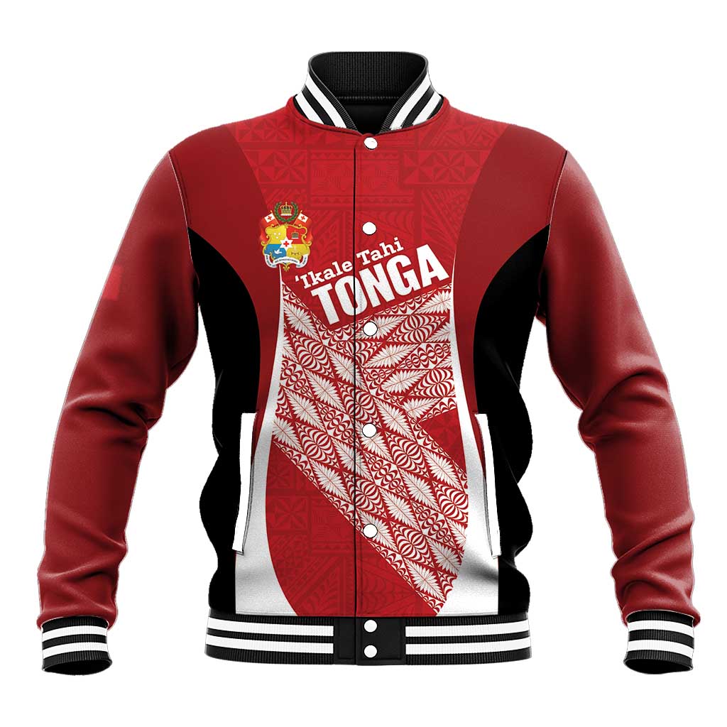 Tonga Rugby Custom Baseball Jacket Go ʻIkale Tahi Go Tongan Tapa Cloth LT14 Unisex Red - Polynesian Pride