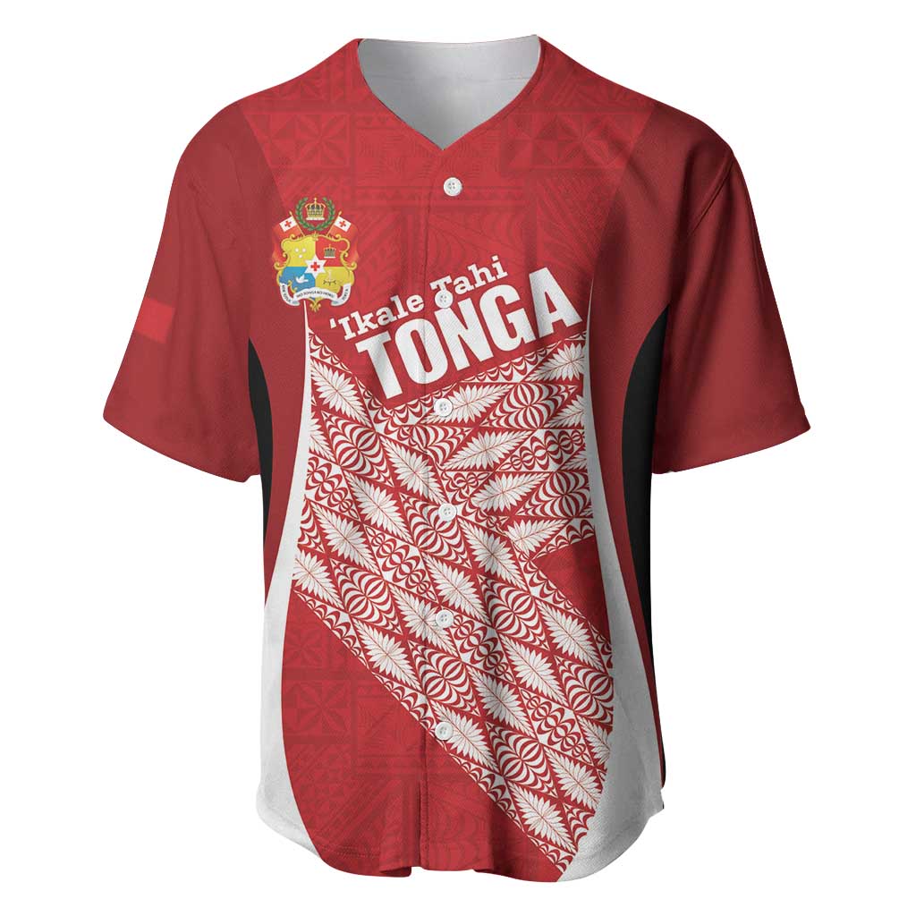 Tonga Rugby Custom Baseball Jersey Go ʻIkale Tahi Go Tongan Tapa Cloth LT14 Red - Polynesian Pride