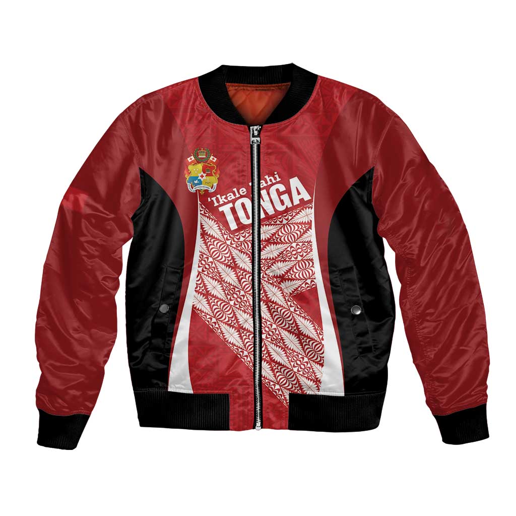 Tonga Rugby Custom Bomber Jacket Go ʻIkale Tahi Go Tongan Tapa Cloth LT14 Unisex Red - Polynesian Pride
