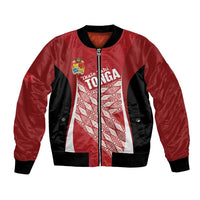 Tonga Rugby Custom Bomber Jacket Go ʻIkale Tahi Go Tongan Tapa Cloth LT14 Unisex Red - Polynesian Pride