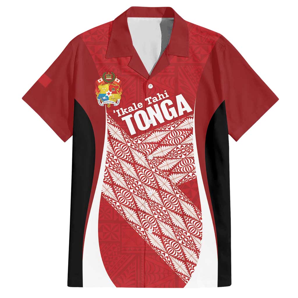 Tonga Rugby Custom Hawaiian Shirt Go ʻIkale Tahi Go Tongan Tapa Cloth LT14 Red - Polynesian Pride