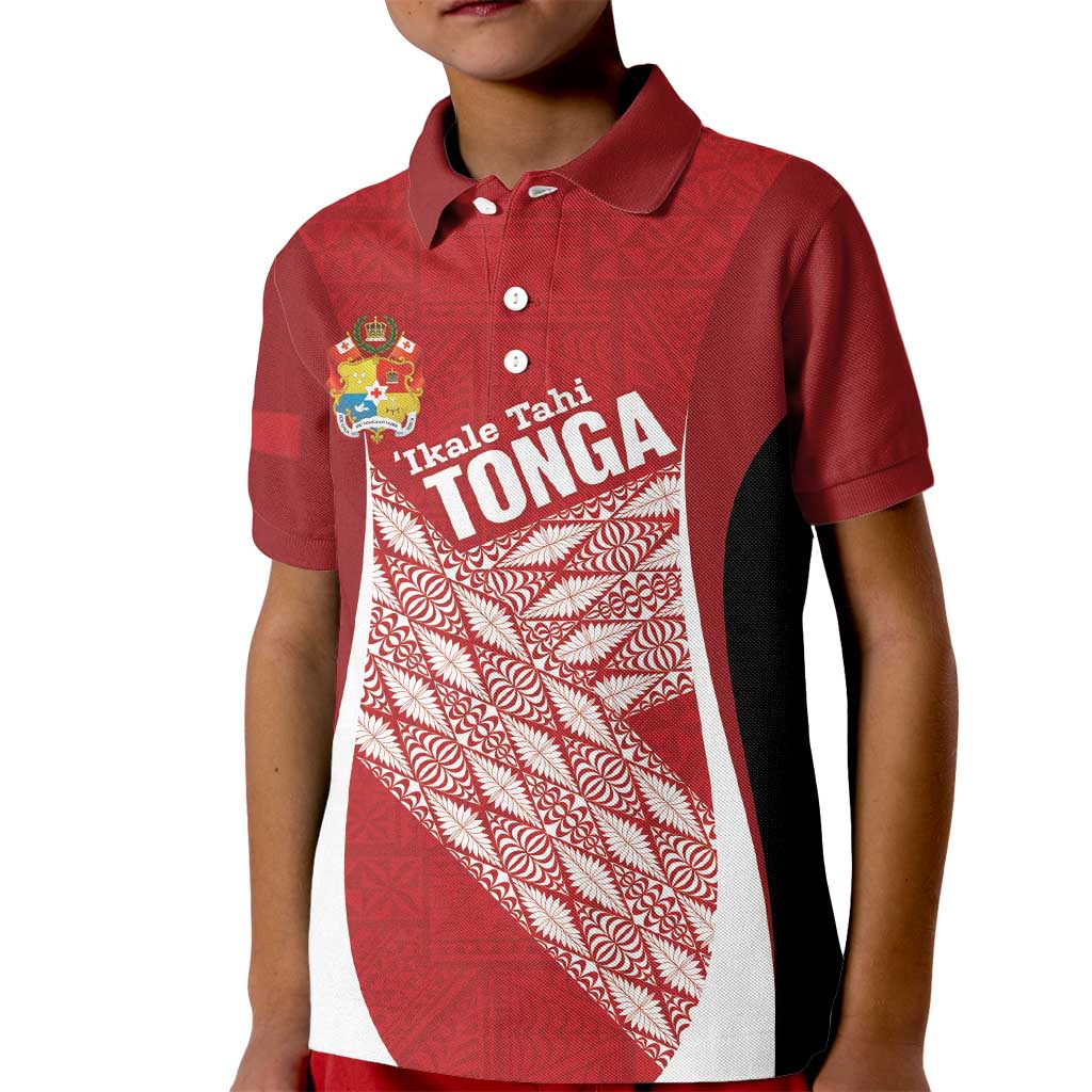 Tonga Rugby Custom Kid Polo Shirt Go ʻIkale Tahi Go Tongan Tapa Cloth LT14 Kid Red - Polynesian Pride