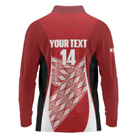 Tonga Rugby Custom Long Sleeve Polo Shirt Go ʻIkale Tahi Go Tongan Tapa Cloth LT14 - Polynesian Pride