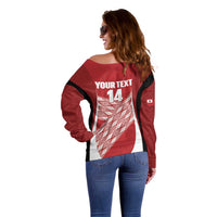 Tonga Rugby Custom Off Shoulder Sweater Go ʻIkale Tahi Go Tongan Tapa Cloth LT14 - Polynesian Pride
