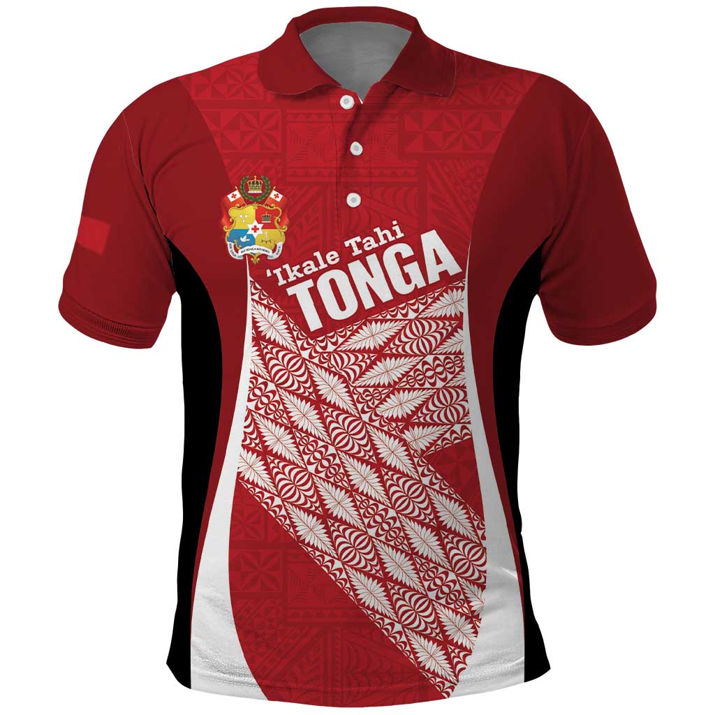 Tonga Rugby Custom Polo Shirt Go ʻIkale Tahi Go Tongan Tapa Cloth LT14 Red - Polynesian Pride