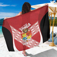 Tonga Rugby Custom Sarong Go ʻIkale Tahi Go Tongan Tapa Cloth LT14 One Size 44 x 66 inches Red - Polynesian Pride