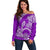 Polynesian Pride Hawaii Off Shoulder Sweater Hawaiian Tribal Honu Purple Version LT14 Women Purple - Polynesian Pride