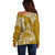 Polynesian Pride Hawaii Off Shoulder Sweater Hawaiian Tribal Honu Gold Version LT14 - Polynesian Pride