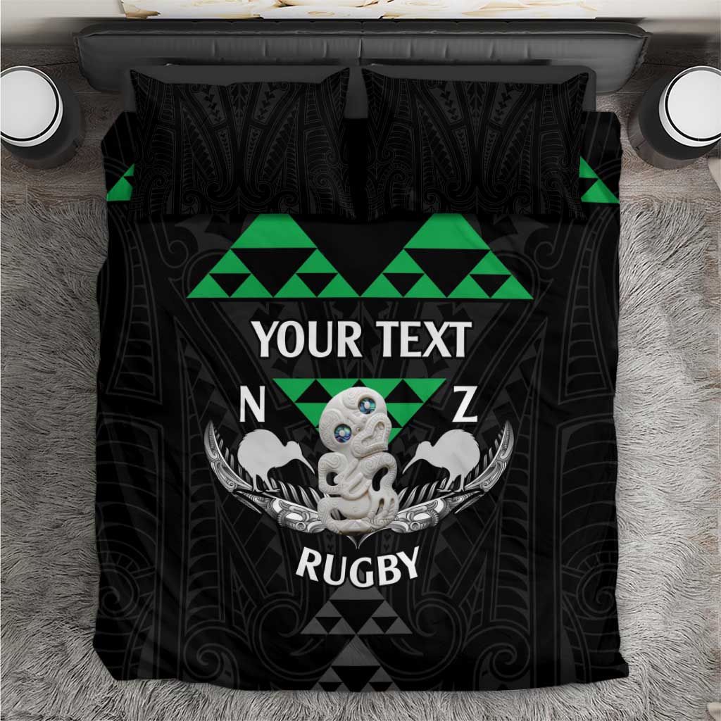 Personalised Aotearoa Rugby Bedding Set New Zealand Maori Kete Matauranga Pattern LT14 Black - Polynesian Pride