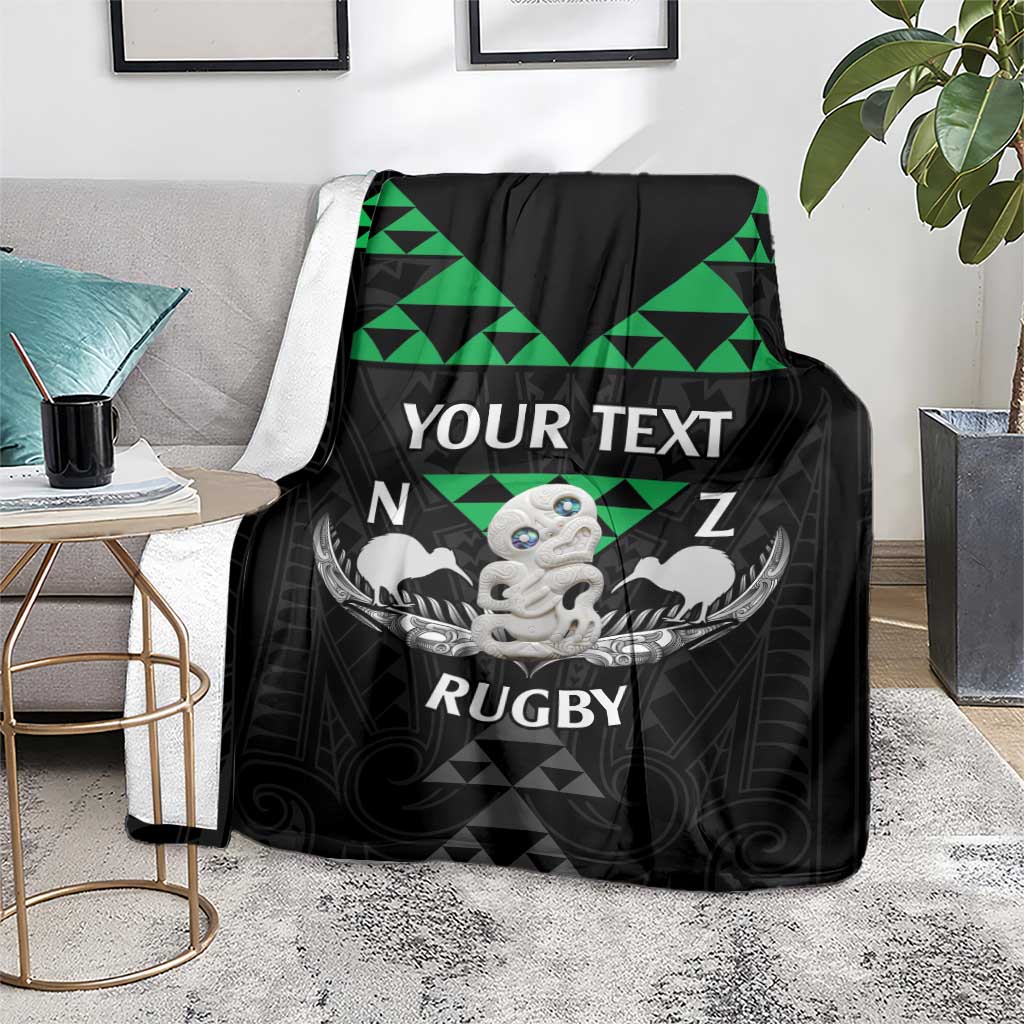 Personalised Aotearoa Rugby Blanket New Zealand Maori Kete Matauranga Pattern LT14 - Polynesian Pride
