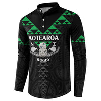 Personalised Aotearoa Rugby Button Sweatshirt New Zealand Maori Kete Matauranga Pattern LT14 - Polynesian Pride
