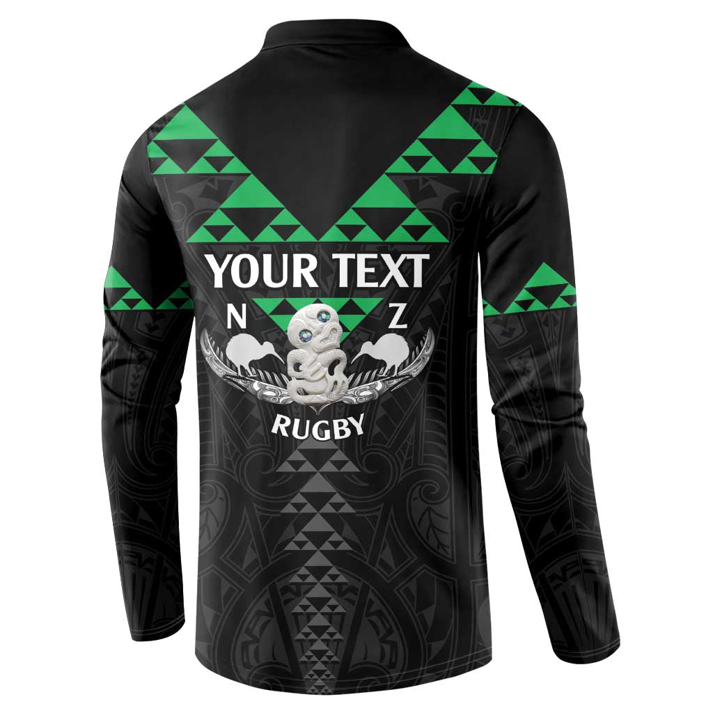 Personalised Aotearoa Rugby Button Sweatshirt New Zealand Maori Kete Matauranga Pattern LT14 - Polynesian Pride
