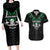 Personalised Aotearoa Rugby Couples Matching Long Sleeve Bodycon Dress and Hawaiian Shirt New Zealand Maori Kete Matauranga Pattern