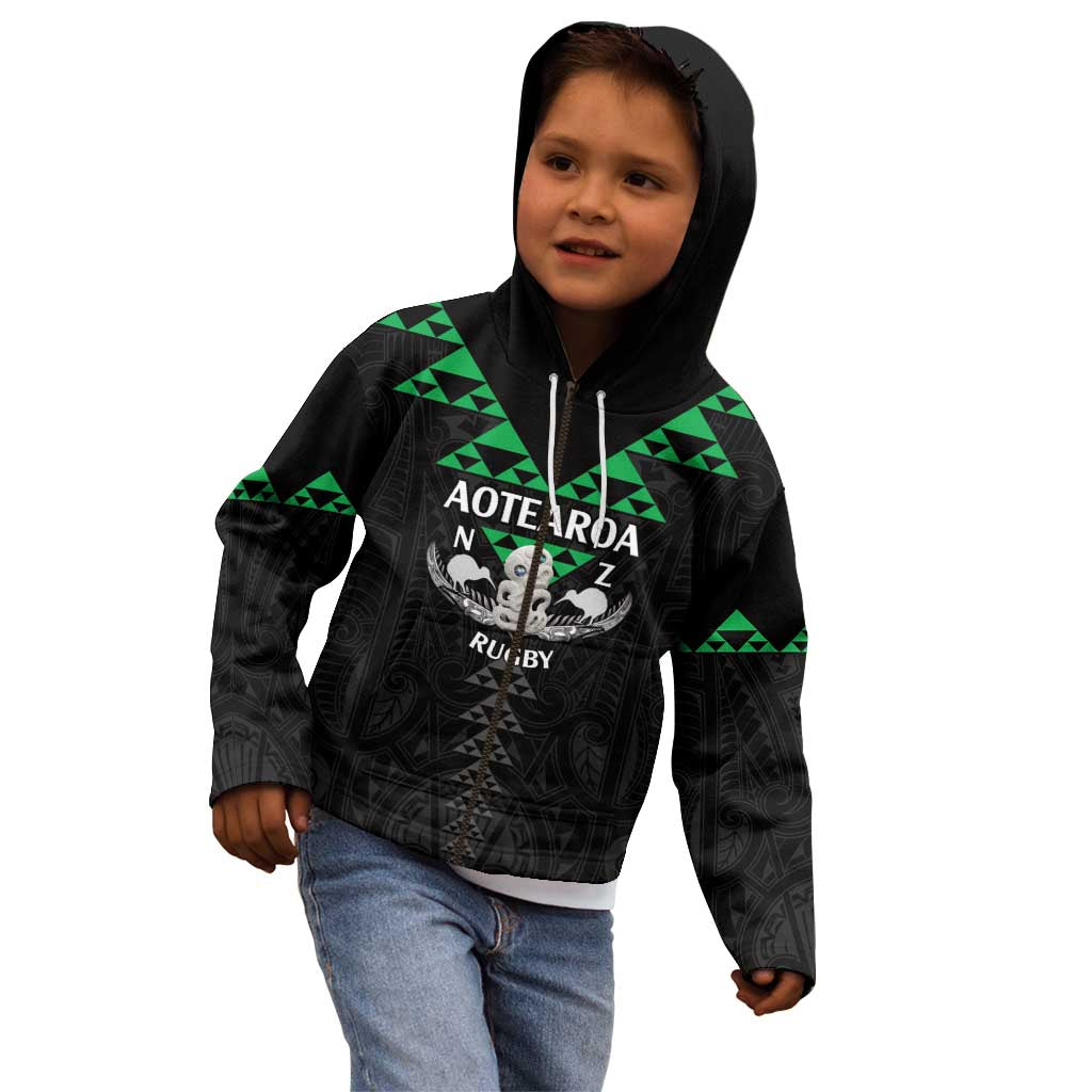 Personalised Aotearoa Rugby Kid Hoodie New Zealand Maori Kete Matauranga Pattern LT14 - Polynesian Pride