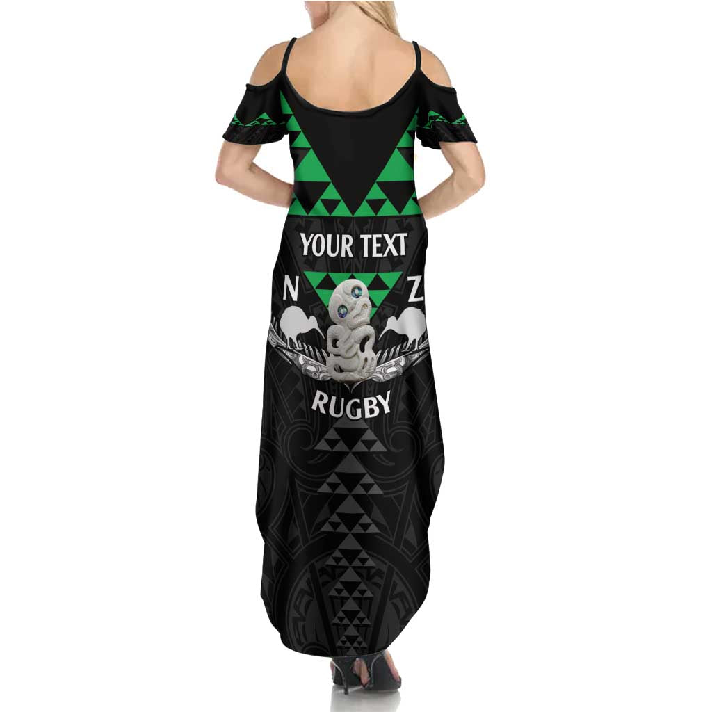 Personalised Aotearoa Rugby Summer Maxi Dress New Zealand Maori Kete Matauranga Pattern LT14 - Polynesian Pride
