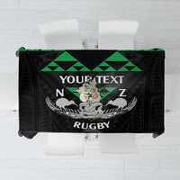 Personalised Aotearoa Rugby Tablecloth New Zealand Maori Kete Matauranga Pattern LT14 Black - Polynesian Pride