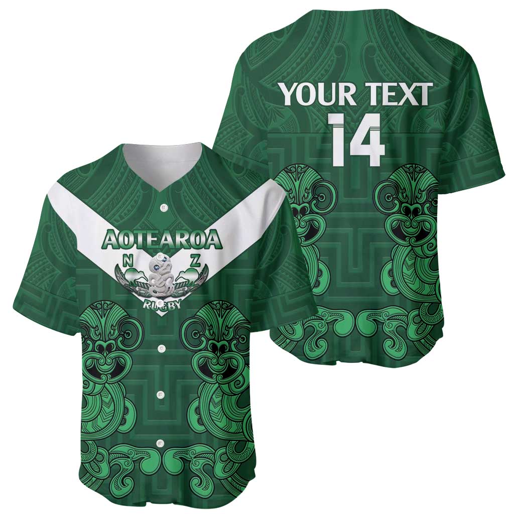Custom Aotearoa Rugby Baseball Jersey New Zealand Maori Kete Poutama Pattern LT14 - Polynesian Pride