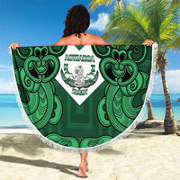 Custom Aotearoa Rugby Beach Blanket New Zealand Maori Kete Poutama Pattern LT14 - Polynesian Pride