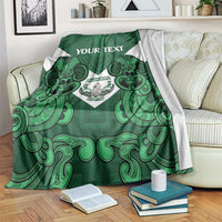 Custom Aotearoa Rugby Blanket New Zealand Maori Kete Poutama Pattern LT14 Green - Polynesian Pride