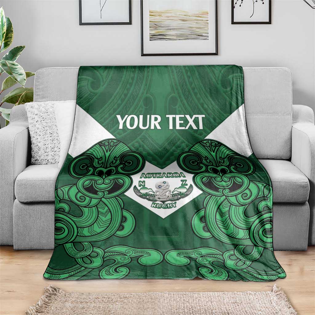 Custom Aotearoa Rugby Blanket New Zealand Maori Kete Poutama Pattern LT14 - Polynesian Pride