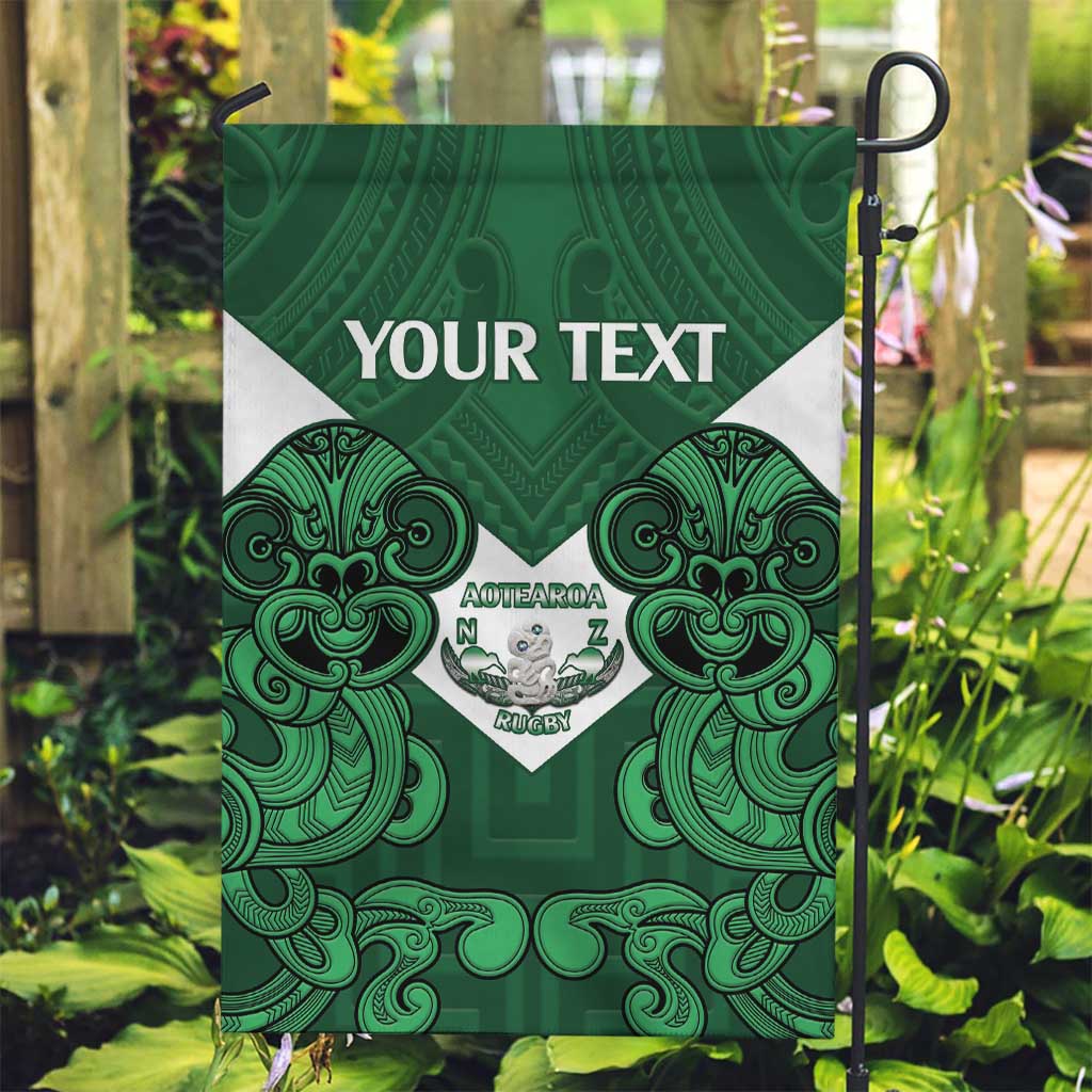 Custom Aotearoa Rugby Garden Flag New Zealand Maori Kete Poutama Pattern LT14 Garden Flag Green - Polynesian Pride