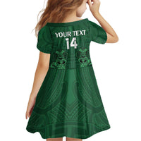 Custom Aotearoa Rugby Kid Short Sleeve Dress New Zealand Maori Kete Poutama Pattern LT14 - Polynesian Pride