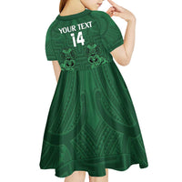Custom Aotearoa Rugby Kid Short Sleeve Dress New Zealand Maori Kete Poutama Pattern LT14 - Polynesian Pride