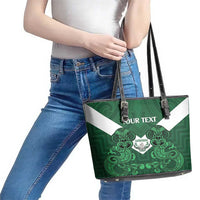 Custom Aotearoa Rugby Leather Tote Bag New Zealand Maori Kete Poutama Pattern LT14 - Polynesian Pride