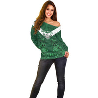 Custom Aotearoa Rugby Off Shoulder Sweater New Zealand Maori Kete Poutama Pattern LT14 - Polynesian Pride