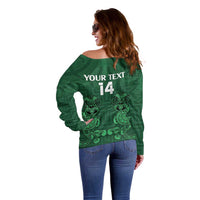 Custom Aotearoa Rugby Off Shoulder Sweater New Zealand Maori Kete Poutama Pattern LT14 - Polynesian Pride